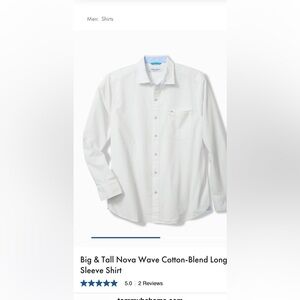Men's White Cotton-Blend Long Sleeve Shirt